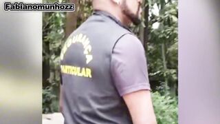 Watch Shorty sitting on security guard's ass while blowing his brains out in public park