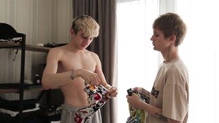 Two studs with huge cocks take turns pounding their cute twink dick - 3 image