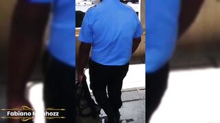 Horny bus conductors take turns deepthroating and cumming in wild bear orgy