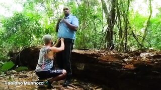 Horny bus conductors take turns deepthroating and cumming in wild bear orgy
