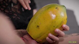 Watch this Asian twink get her tight pussy drilled by a juicy Papaya and take a cumload - 12 image