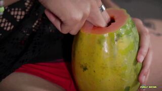 Watch this Asian twink get her tight pussy drilled by a juicy Papaya and take a cumload - 4 image