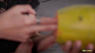 Watch this Asian twink get her tight pussy drilled by a juicy Papaya and take a cumload - 8 image