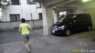 Watch this Japanese teen tugging on his cock before taking a hot load in her mouth - 1 image