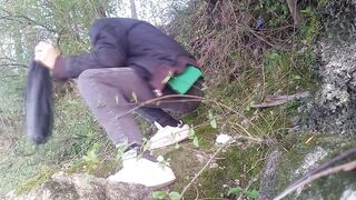 Jon Arteen gets dirty with himself after a hot jerk off session on green moss and makes a mess - 12 image