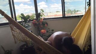 Hot new neighbor fucks big cock of his neighbor on balcony - bareback anal action! - 10 image