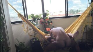 Hot new neighbor fucks big cock of his neighbor on balcony - bareback anal action! - 5 image