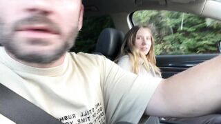 Busty GF and I picked up a cute teen and slammed him in the car with our big cocks - 1 image
