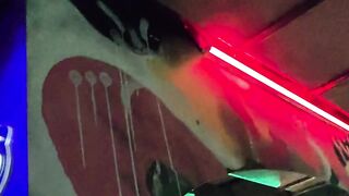Big-booty club Twink deep throats, takes cum in mouth, and gets ass pounded hard