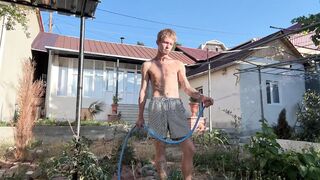 Homeowner Caught Twink Gardener & Fucked His Mouth & Tight Ass with a Facial