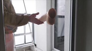 Huge DIldo Ass Fuck 30x8cm daily slut training with neighbours watching - 13 image