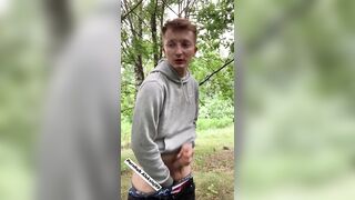 Teen boy after school jerk in the park and make cum masturbate in public - 12 image