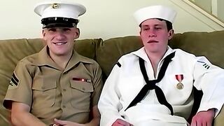 Handsome young navy boys in uniforms are anally fucking - 4 image