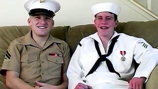 Handsome young navy boys in uniforms are anally fucking - 5 image