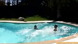 Twinks bathe in their pool before enjoying group bang time - 2 image