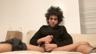 Kinky hair Hispanic teen touches himself and masturbates - 11 image