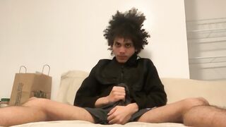 Kinky hair Hispanic teen touches himself and masturbates - 3 image