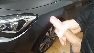 Horny Guy Fucks the Door of a Mercedes Benz and the Cum Slowly Slides down the Big Fat Cock - 12 image