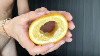Fruit fuck homemade fleshlight with an orange - 1 image