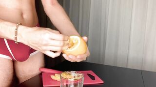 Fruit fuck homemade fleshlight with an orange - 2 image