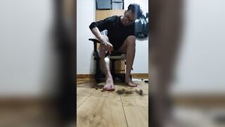 Shaving my hairy sexy skinny long legs with a trimmer - 12 image