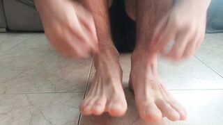 Horny guy massaging his feet. Foot fetish - 9 image