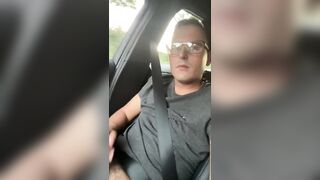 German twink boy jerks off in moving car and cums - 10 image