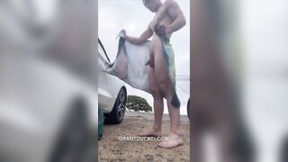 Naked and Hard on a Public Beach (Cumshot at the End) - 9 image