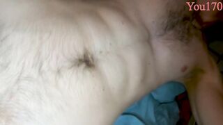 A young handsome guy jerks off his big dick and cums with moans You170 showing his bare hairy ass - 4 image
