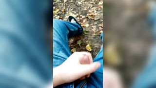 Chubby guy masturbates in the woods, a week of abstinence. Lots of sperm - 10 image