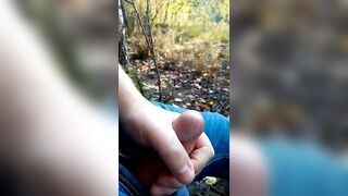 Chubby guy masturbates in the woods, a week of abstinence. Lots of sperm - 14 image