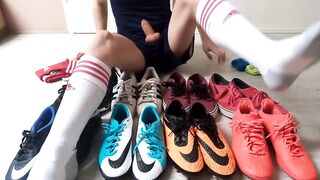 Big cumshot over all my sneakers and cleats - 2 image