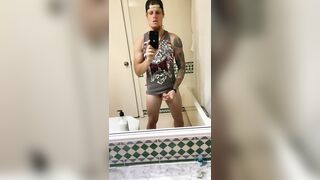 Young guy jerk off in front of the mirror - 2 image