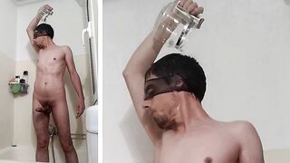 pissing in a jar to shower with my piss. golden shower - 13 image