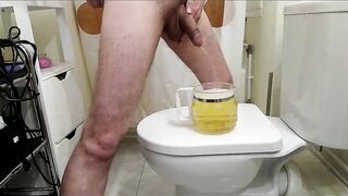pissing in a jar to shower with my piss. golden shower - 7 image