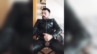 Smoking leather men masturbate - 6 image