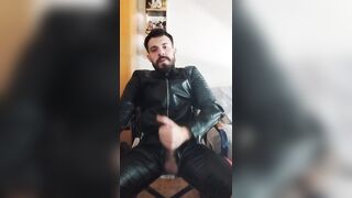 Smoking leather men masturbate - 8 image