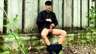Bad boys cock sounding outdoor - visible movements inside urethra - 1 image