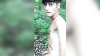 Twink is walking naked in the forest and jerking - 14 image