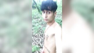 Twink is walking naked in the forest and jerking - 7 image
