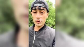 Walking outdoor with cum on face - cum walk and jerk off with cum covered face - 1 image