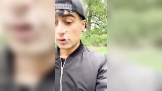 Walking outdoor with cum on face - cum walk and jerk off with cum covered face - 2 image