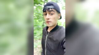 Walking outdoor with cum on face - cum walk and jerk off with cum covered face - 9 image