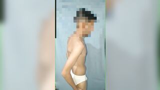 Teen Sri lankan gay twink boy moarn while musterbate on selfie cam - 3 image