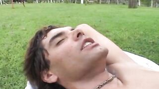 Sexy gay couple loves to fuck in the park - 15 image