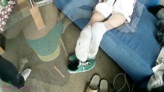 My cute friend is giving me a footjob (shoes, socks, bare feet) - 5 image
