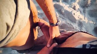 Frotting cocks with huge cums in a paradise beach at sunset - 9 image