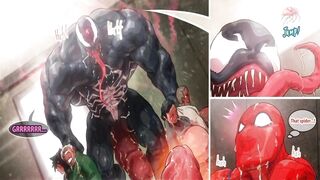 Spiderman Cum Inflation - Spiderman X Venom Belly inflation Hentai - 2 image