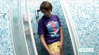 Sensual Boy Ezra Dildo Fucks His Wet Asshole In The Shower! - 2 image