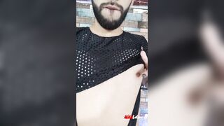Jerking My Big Uncut Latino Cock On My Cock Ring Harness Until I Shoot A Big Load And Eat My Cum - 2 image